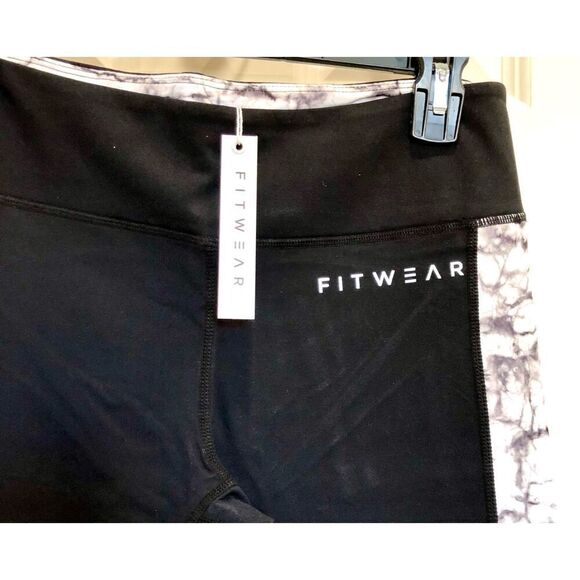 FITWEAR FASHION - NWT- L Sz 8 Black & Marbled Leggings. Super Soft & Sculpting - Picture 5 of 15